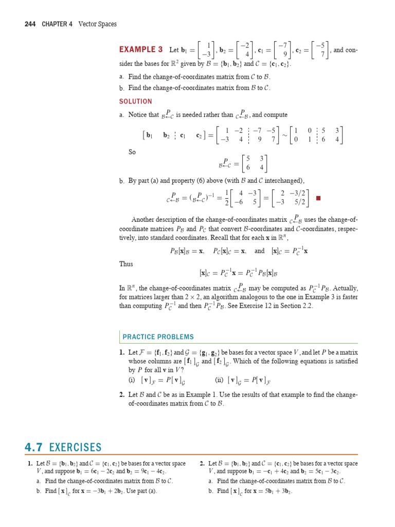 4.5 - (Prob&sol) - Change of Basis | PDF | Basis (Linear Algebra) | Algebra