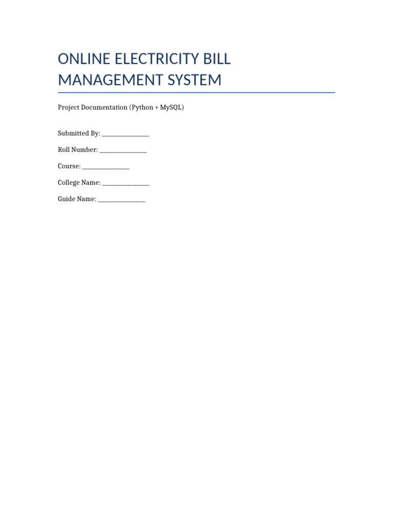Electricity Bill Project Final 25 Pages | PDF | Databases | My Sql