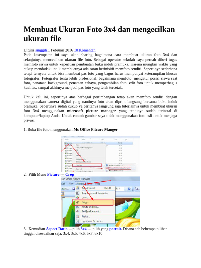 Membuat Ukuran Foto 3x4 Dan Mengecilkan Ukuran File | PDF
