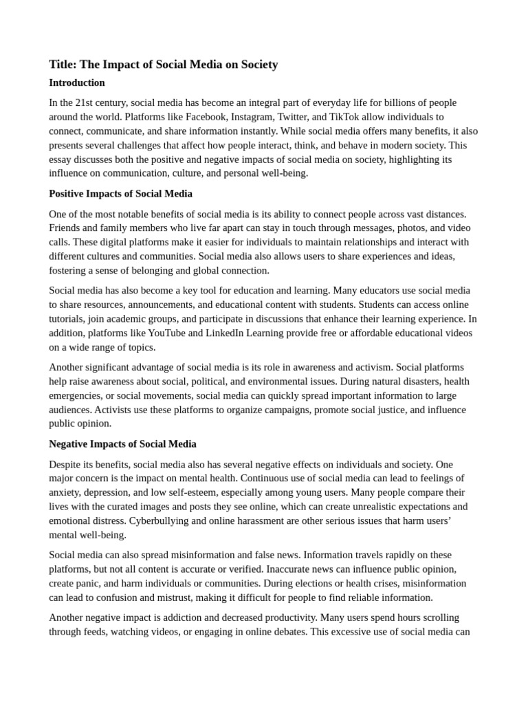 The Impact of Social Media On Society | PDF | Social Media | Popular ...