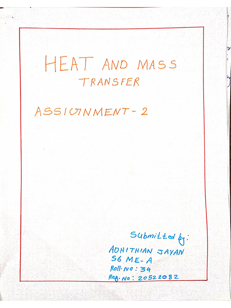 HMT Assignment Adhithian Jayan | PDF