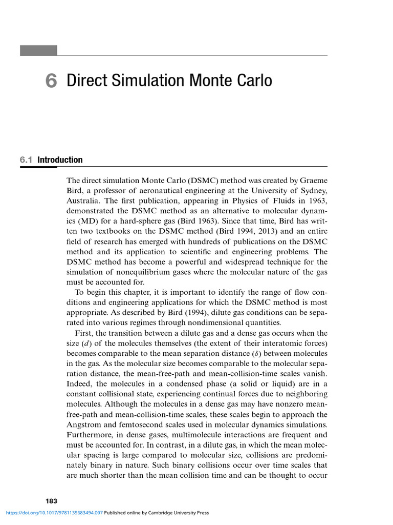 08.2 PP 183 251 Direct Simulation Monte Carlo | PDF | Gases | Physical ...