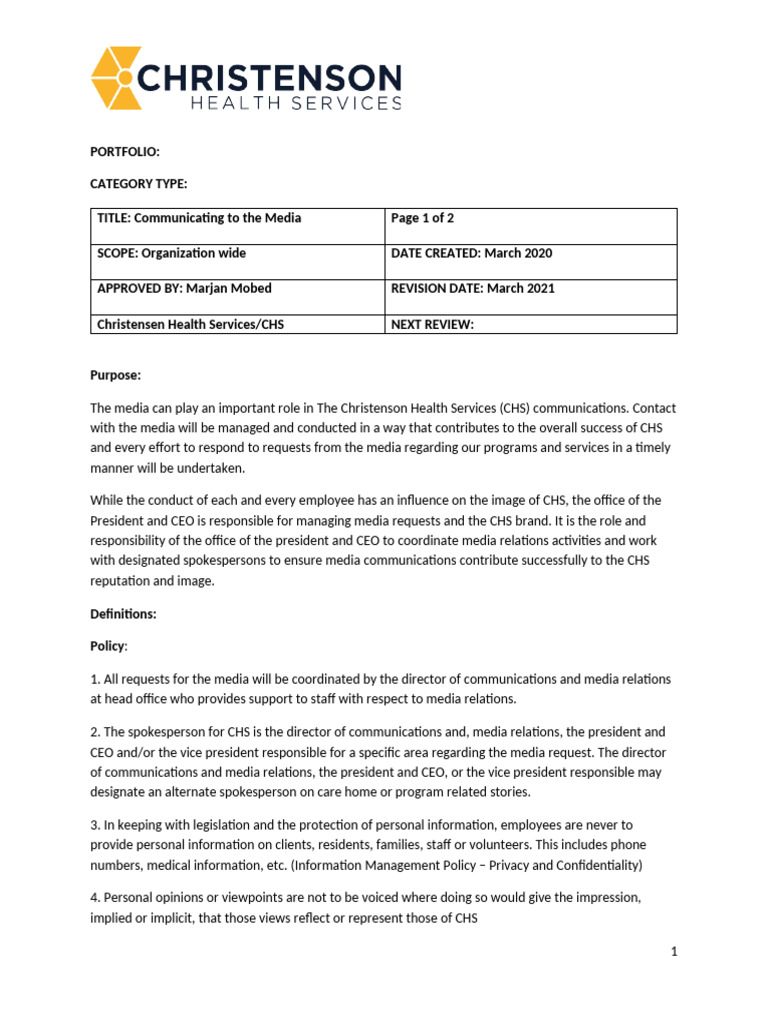 Communication To Media | PDF | Information | Chief Executive Officer