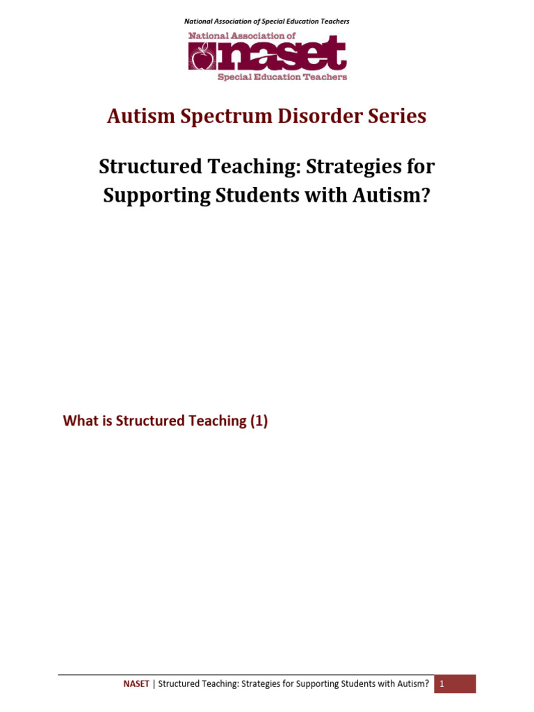 Structured Teaching Strategies | PDF | Autism | Classroom