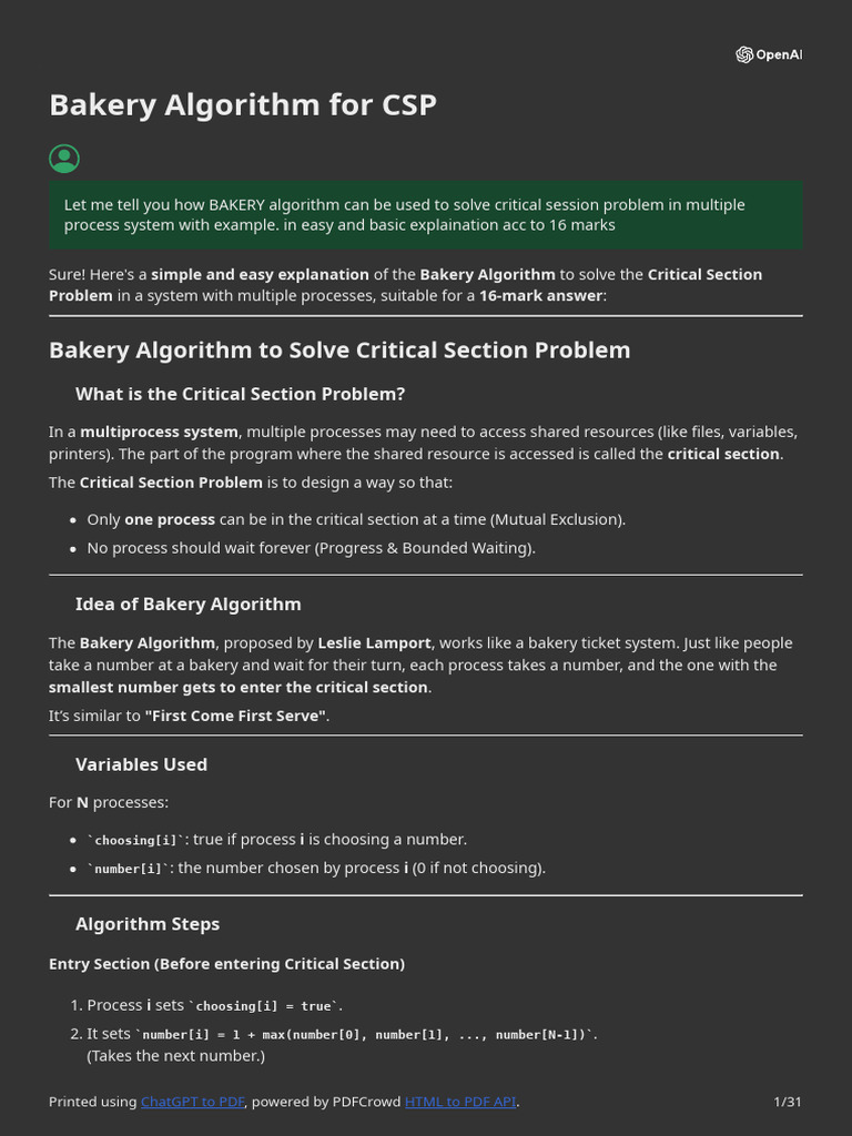 Bakery Algorithm For CSP Unit 2 | PDF | Computer Science | Synchronization