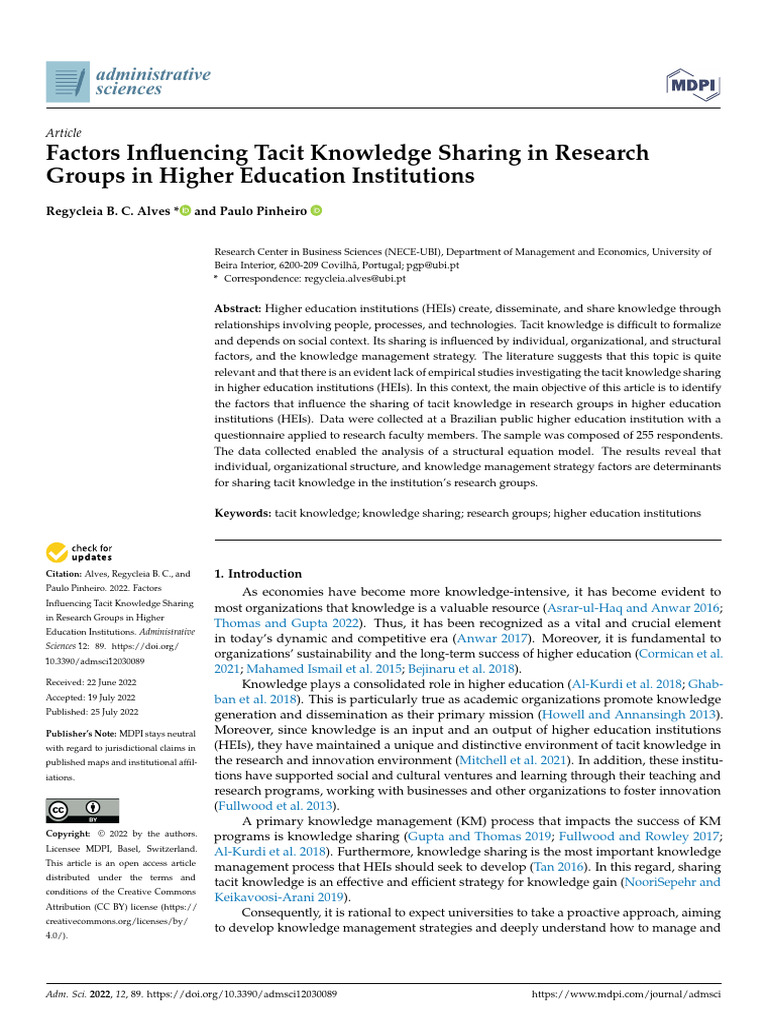 Tacit Knowledge Sharing Paper - Research Groups | PDF | Structural ...