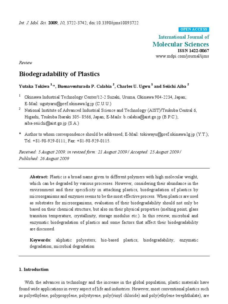 Biodegradability of Plastics | PDF | Science & Mathematics