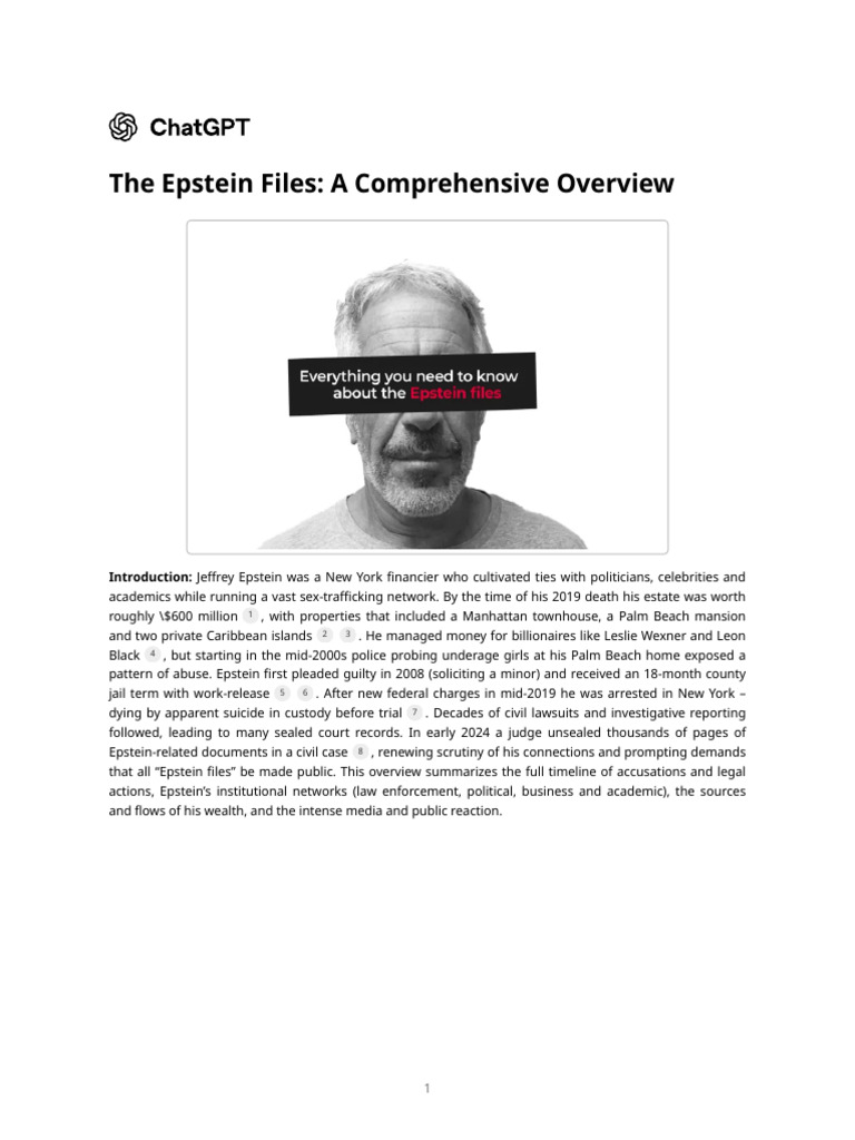 The Epstein Files - A Comprehensive Overview | PDF