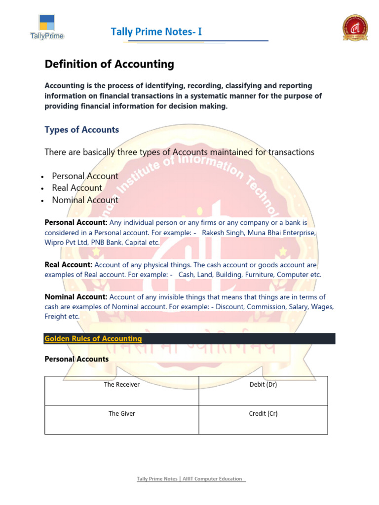 Tally Prime Notes-I | PDF | Debits And Credits | Expense