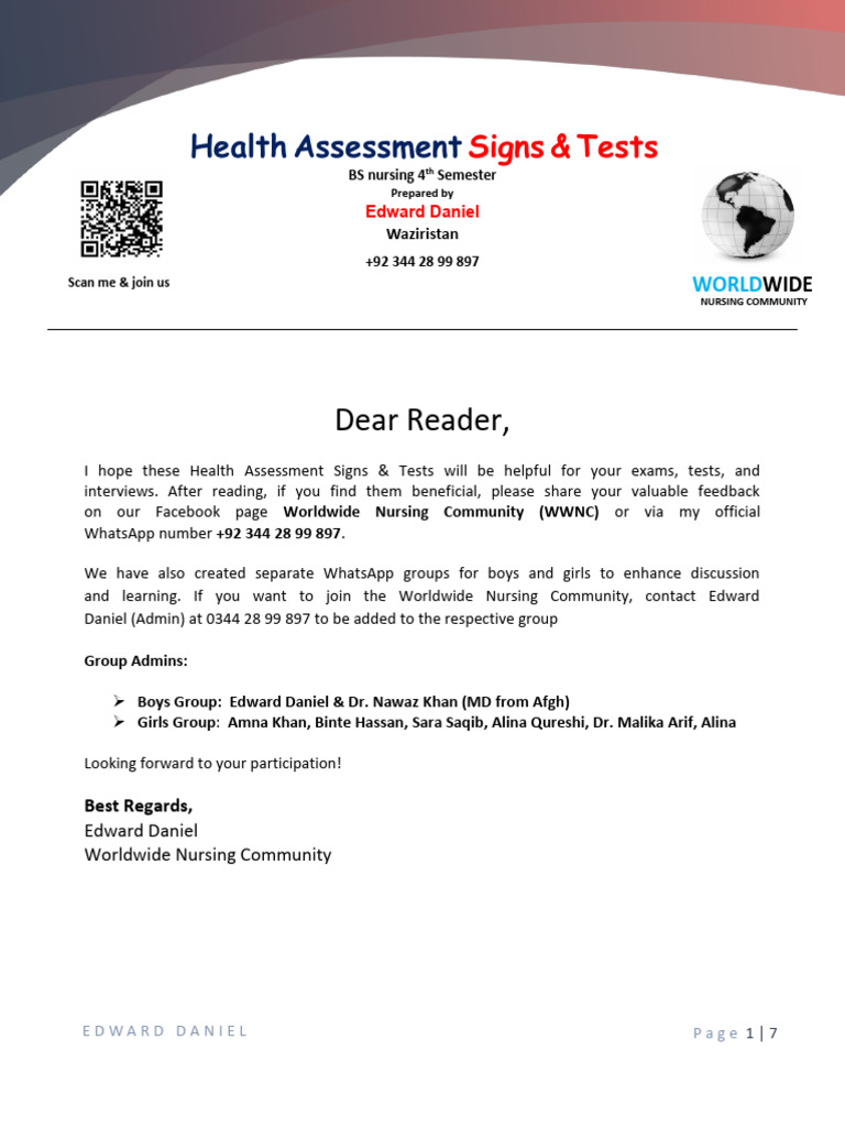 Health Assessment Signs & Tests | PDF | Clinical Medicine ...