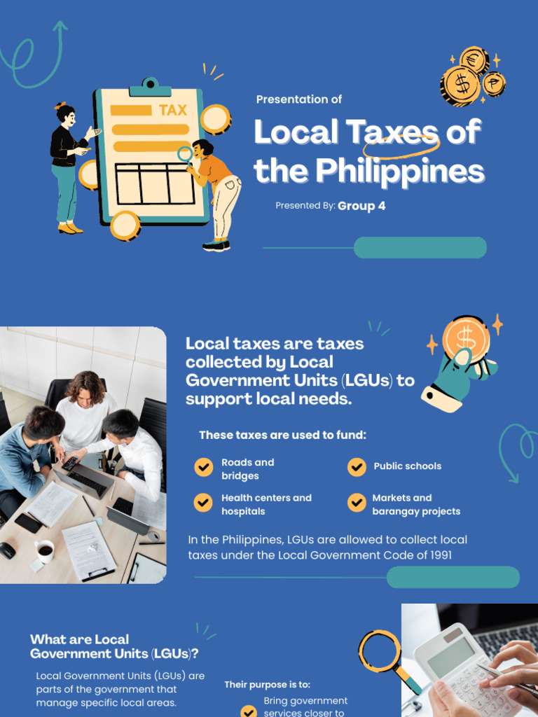 Blue Yellow and White Playful Tax Business Pitch Deck Presentation ...