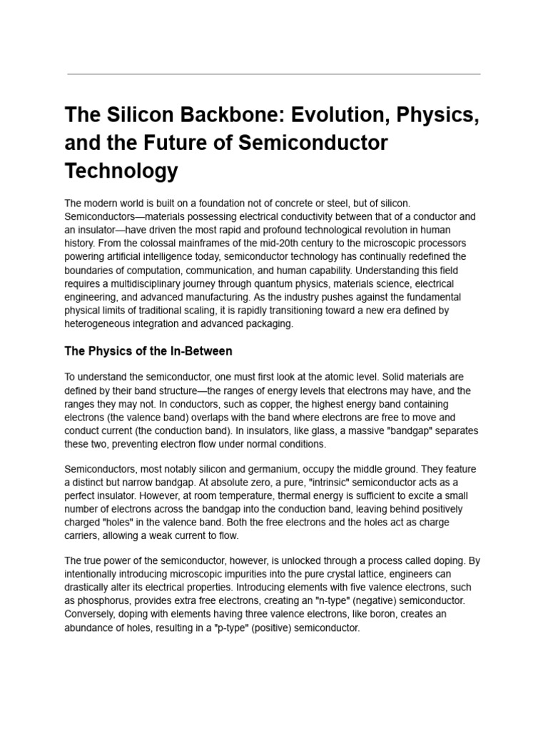 The Silicon Backbone - Evolution, Physics, and The Future of ...