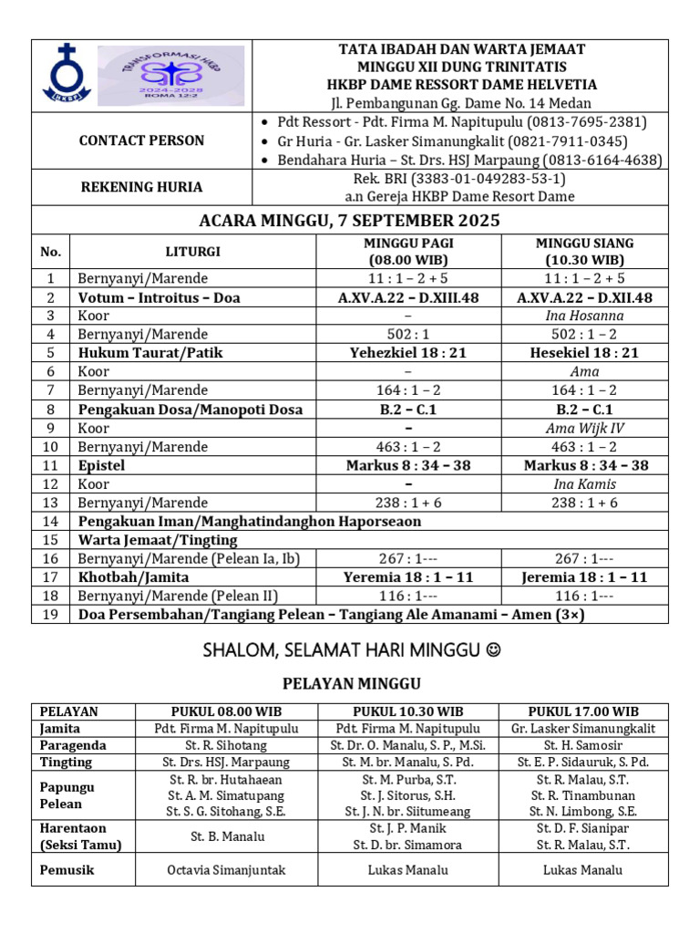 Acara Minggu, 7 September 2025 | PDF