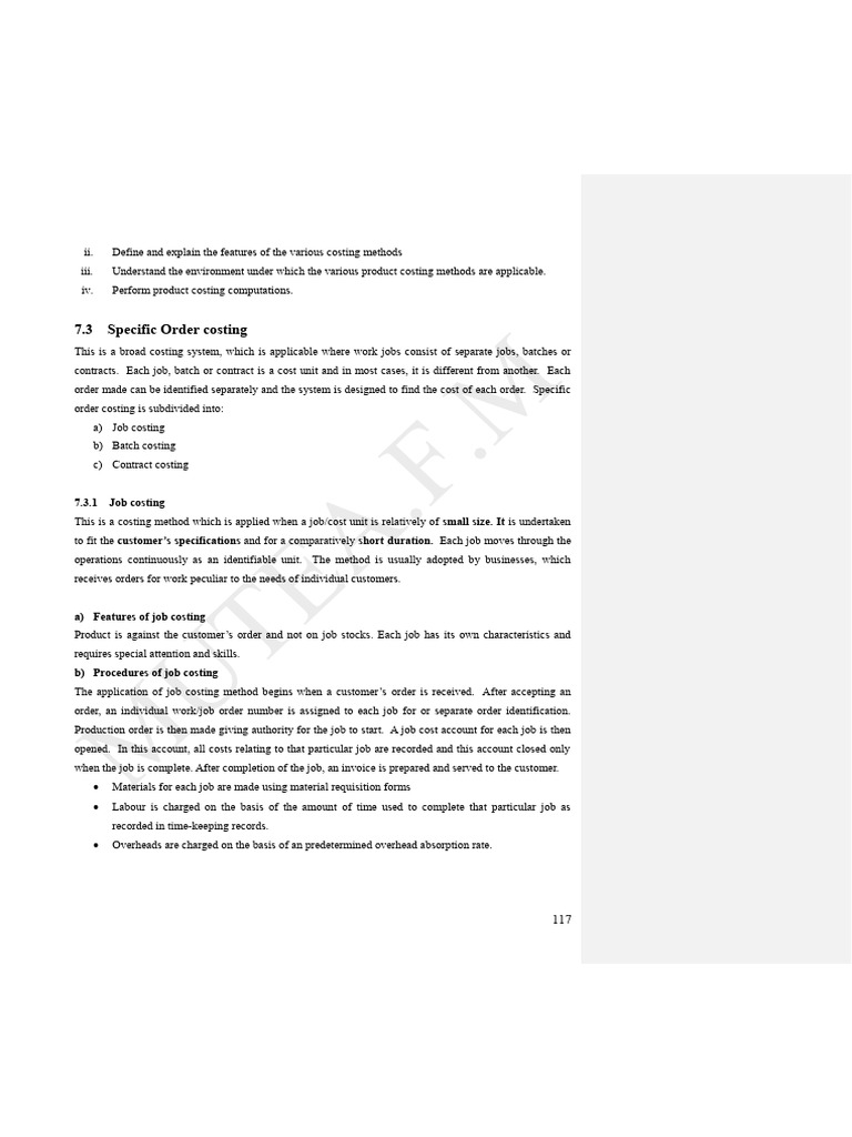 Specific Order Costing and Contract Costing | PDF | Cost Of Goods Sold ...