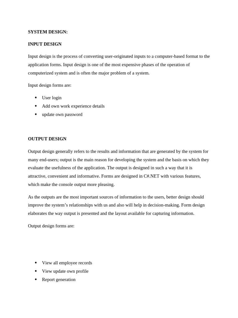 Employee Record Management - Input and Output Design | PDF