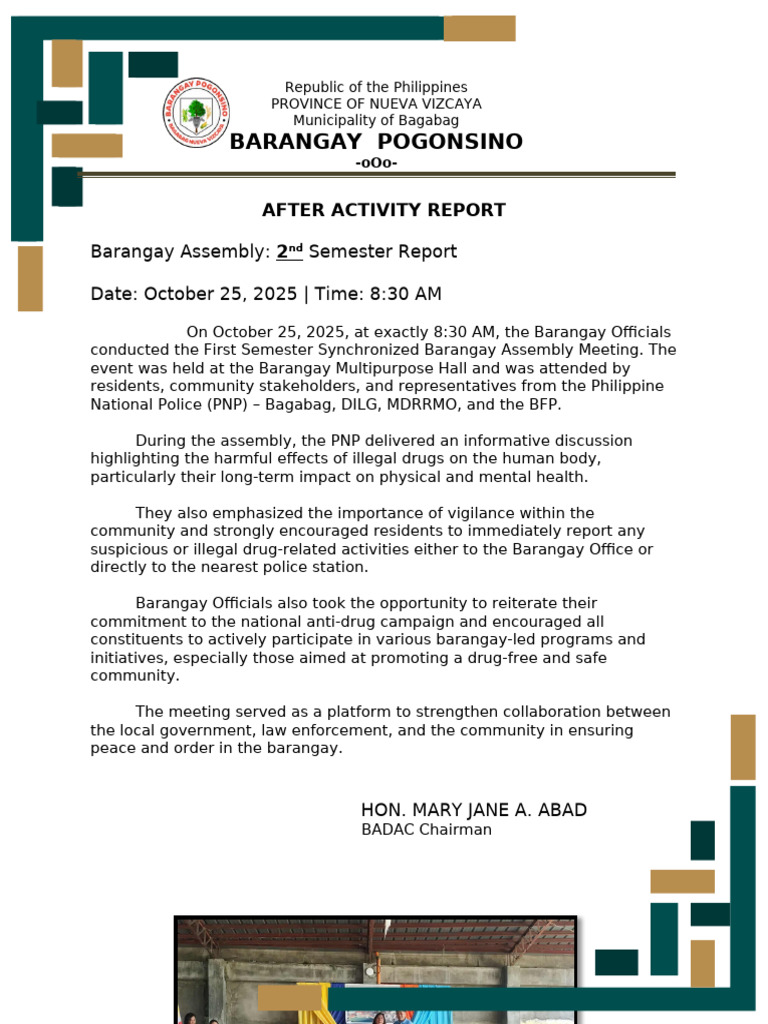 Barangay Assembly Activity Report | PDF