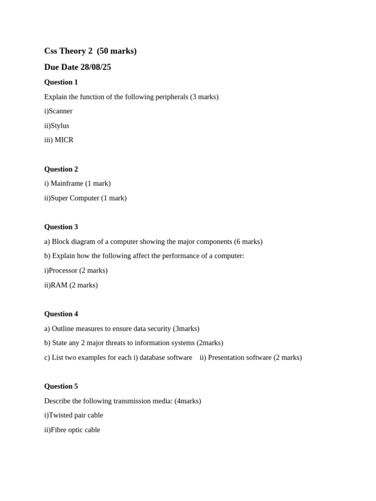 Ccs Theory2 Assignment 2025 | PDF