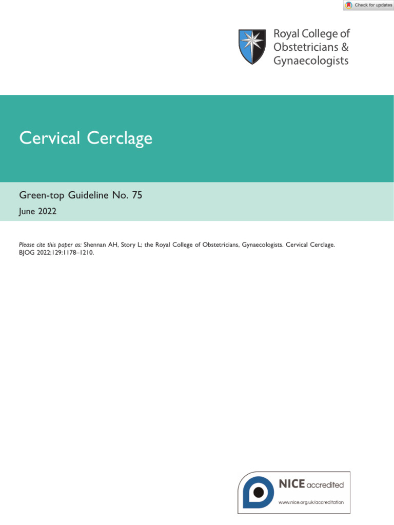BJOG - 2022 - Shennan - Cervical Cerclage | PDF | Preterm Birth | Pregnancy