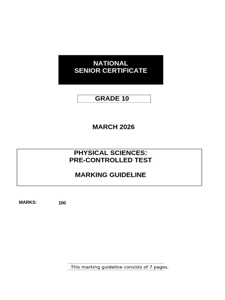 Grade 10 Pre-Control Test Marking Guideline - 101742 | PDF | Hertz ...