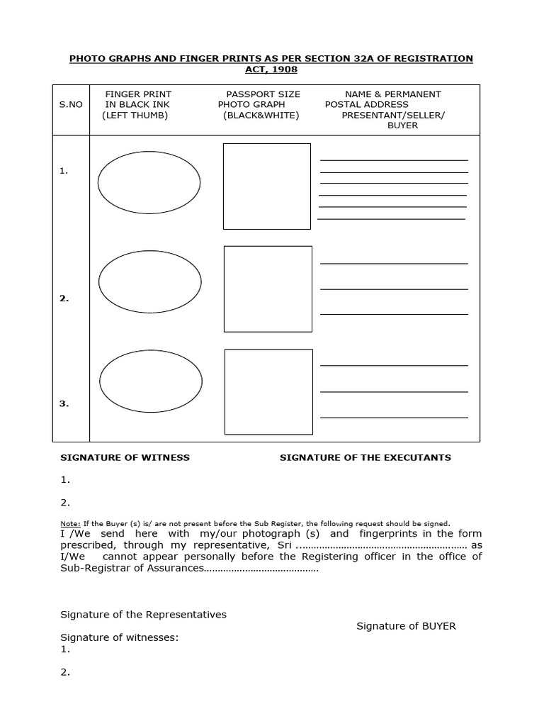 32-A 32a - Representation Form Thumb Impression | PDF