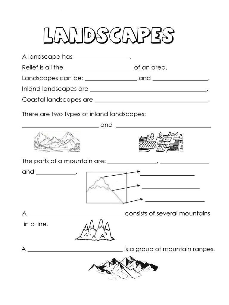 Elements in Different Landscapes Worksheets | PDF