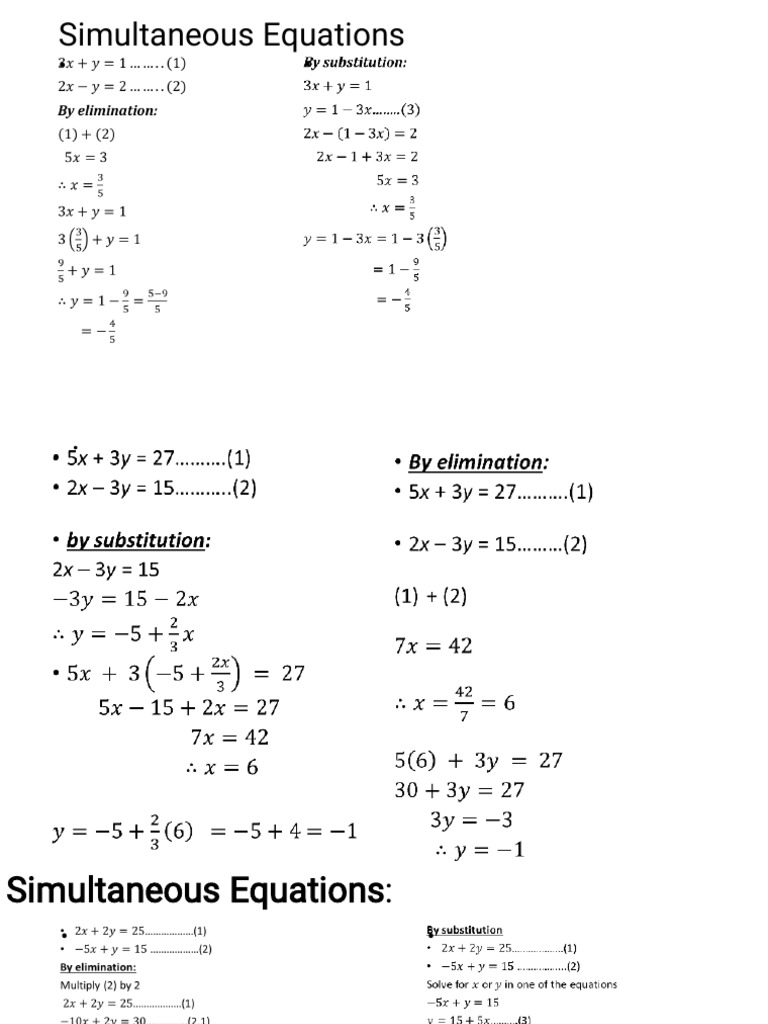 Simultaneous Equations | PDF