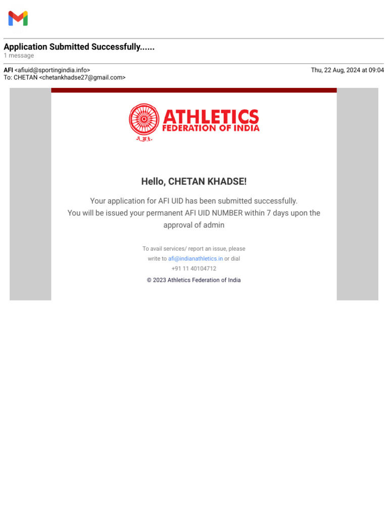 Gmail - Application Submitted Successfully...... | PDF
