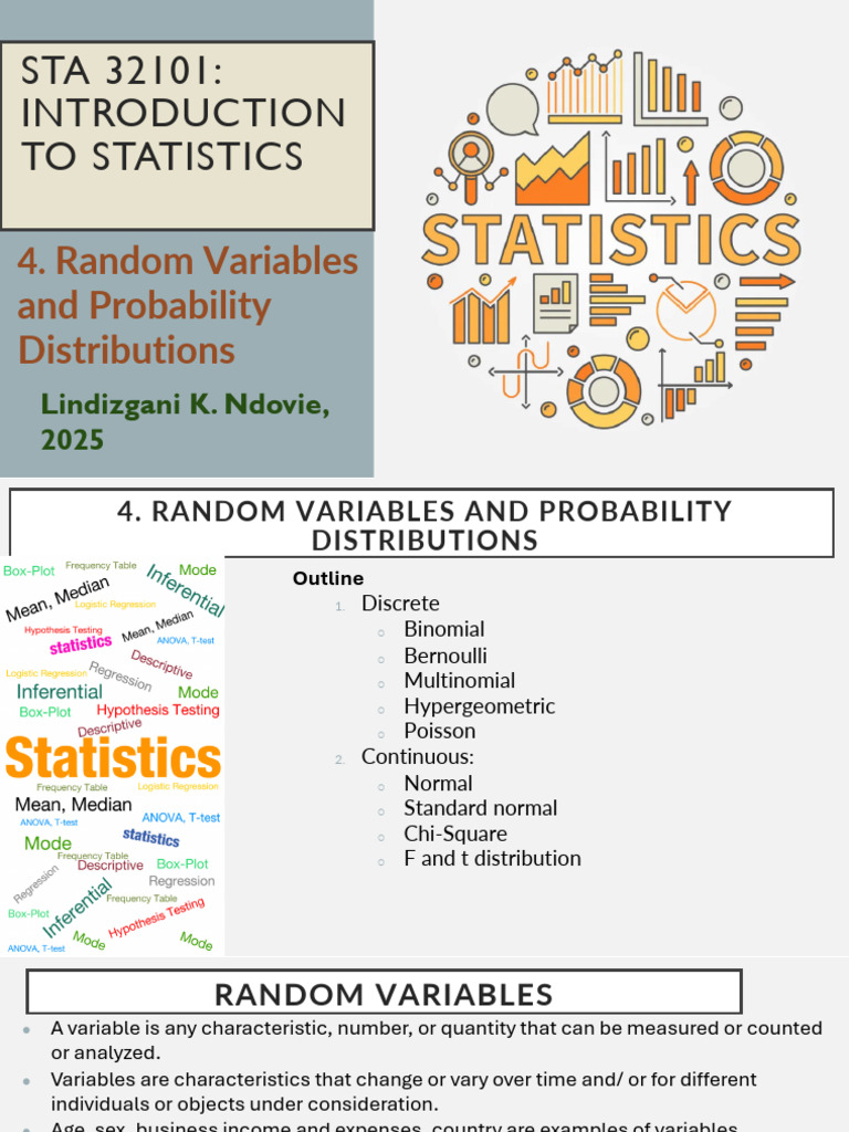Lecture 4 STA32101 Intro To Statistics Random Variables P1-1 | PDF ...