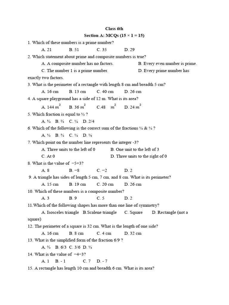 Class 6th | PDF