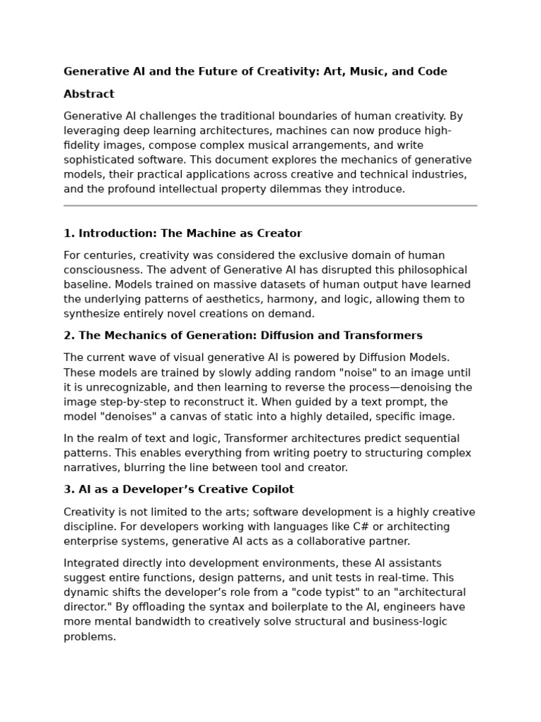 Generative AI and The Future of Creativity | PDF | Artificial ...