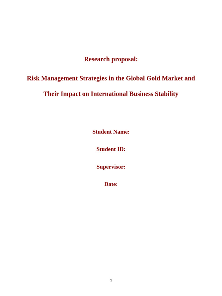 Research Proposal Gold Updated | PDF | Financial Risk | Modern ...