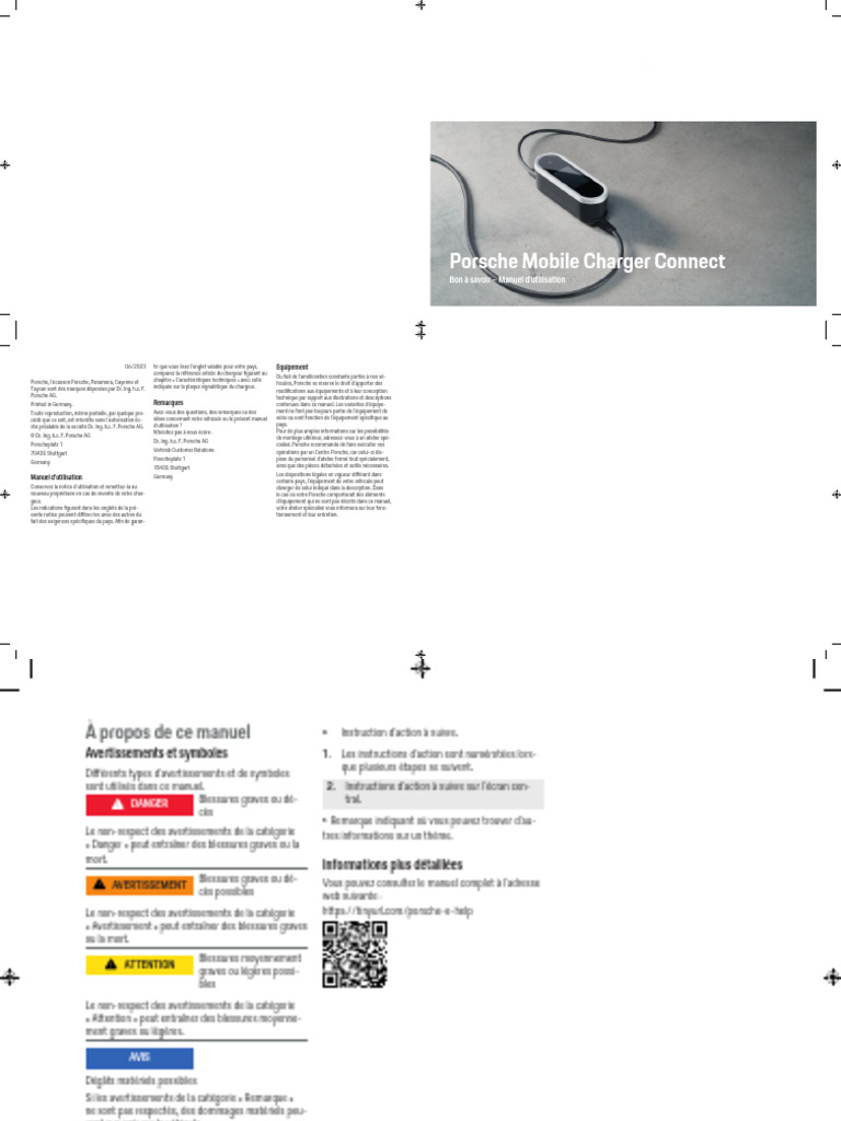 Porsche Mobile Charger Connect - Manuel D'utilisation | PDF | Chargeur ...