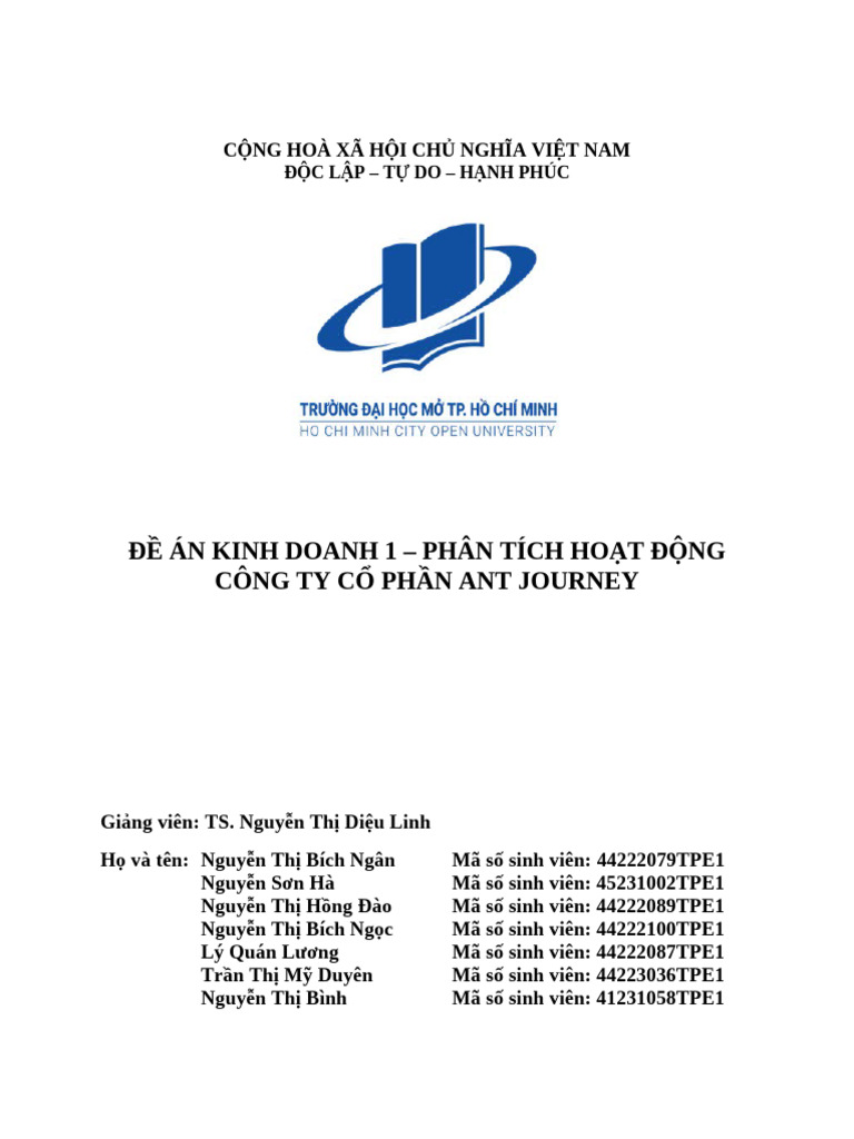 ĐỀ ÁN KINH DOANH 1 - FINAL | PDF