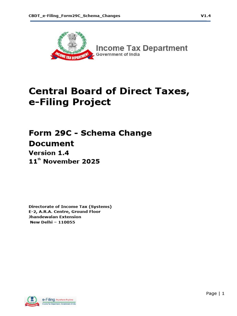 CBDT E-Filing Form 29C Schema Change Document V1.4 | PDF | World Wide ...