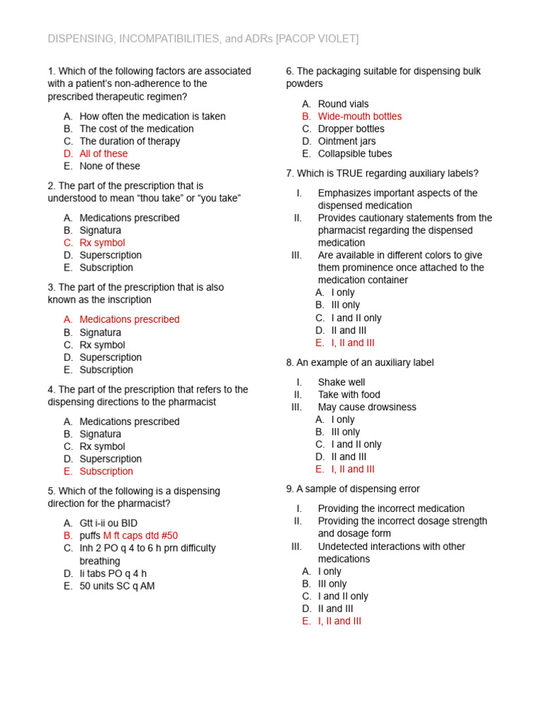 Dispensing Incompatibilities and Adrs - Pacop Violet | PDF | Medical ...