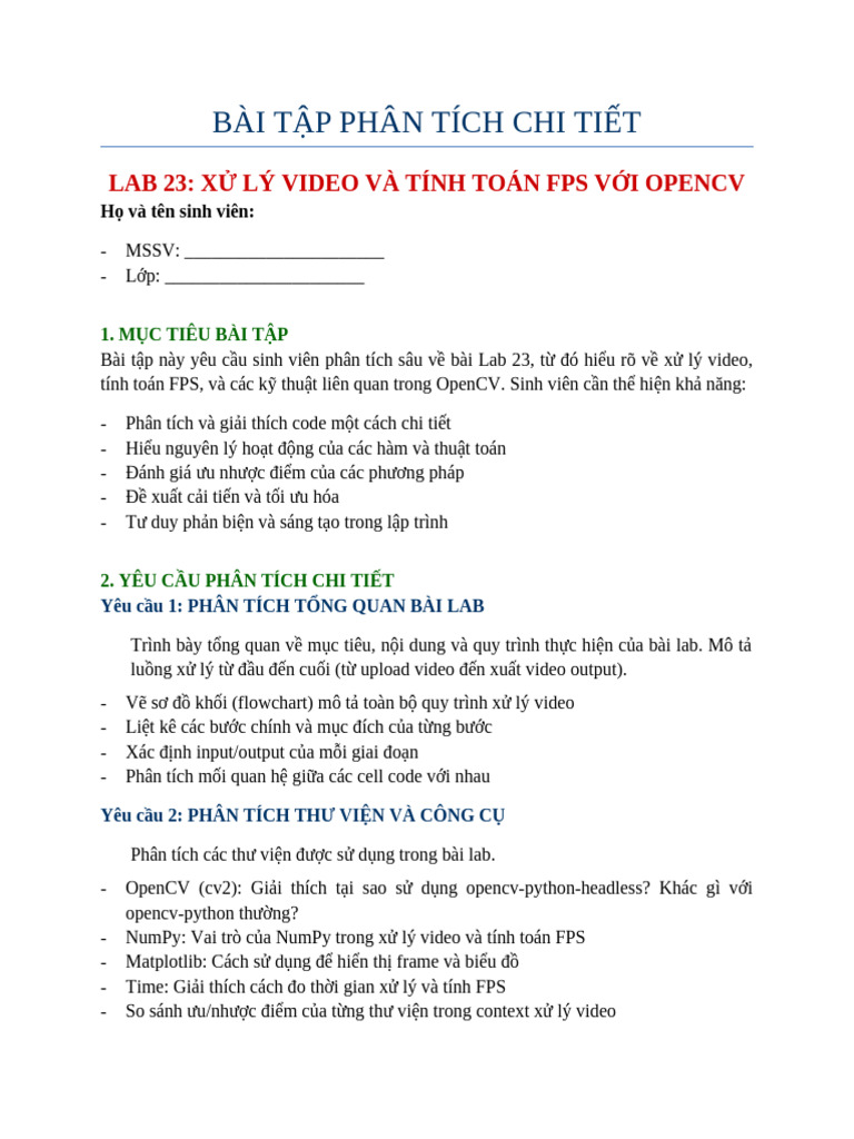 YeuCau PhanTich Lab23 ChiTiet | PDF