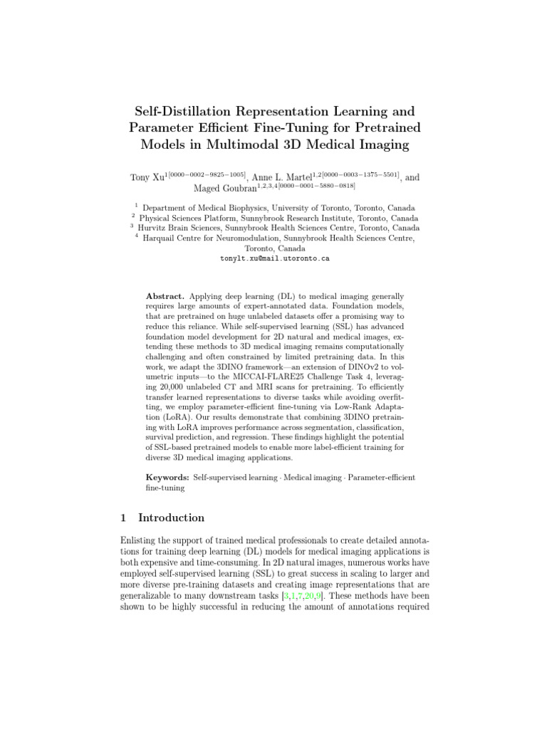 Self-Distillation Representation Learning and Parameter Efficient Fine ...