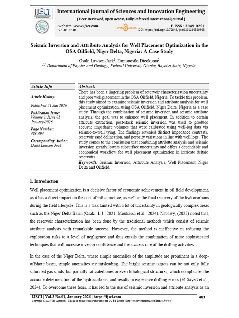 Seismic Inversion and Attribute Analysis for Well | PDF | Inverse ...