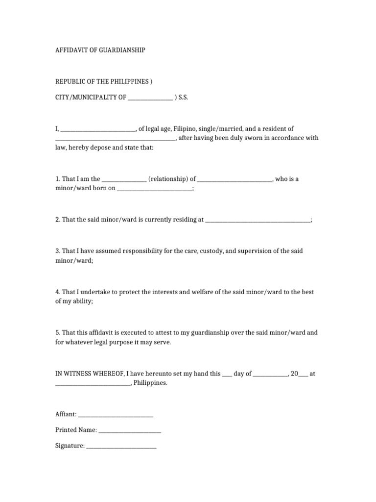 Affidavit of Guardianship | PDF