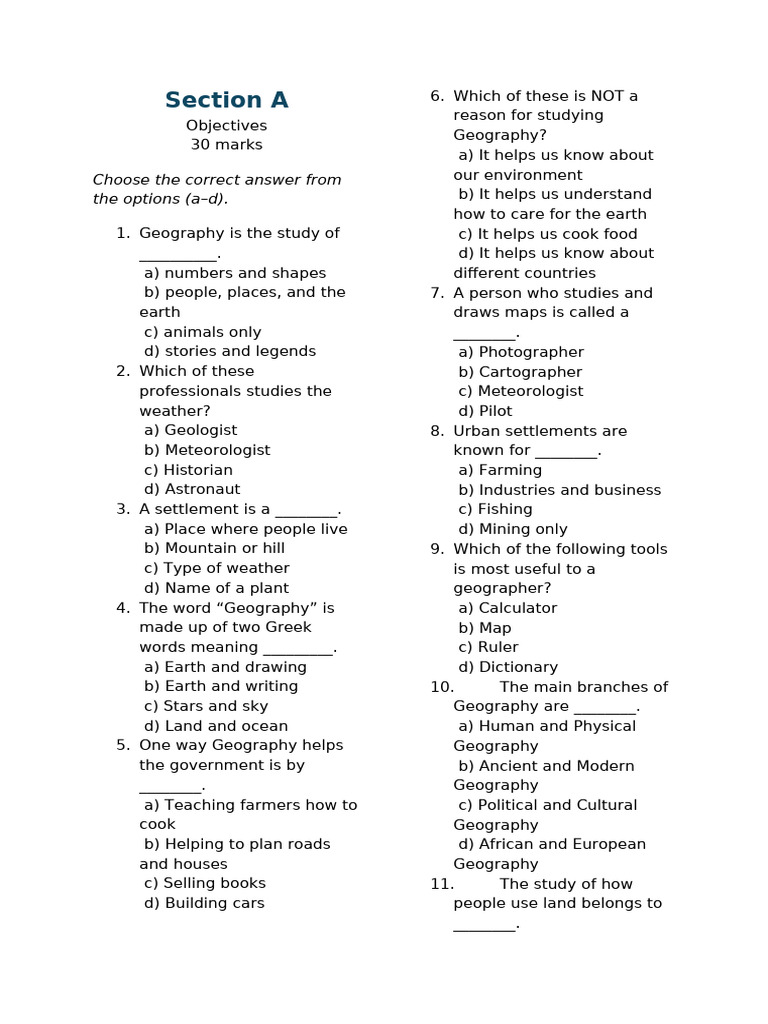 Geography Exam Questions Term 1 | PDF | Mountains | Geography