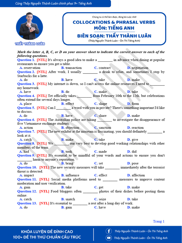 Collocations & Phrasal Verbs (Share) | PDF