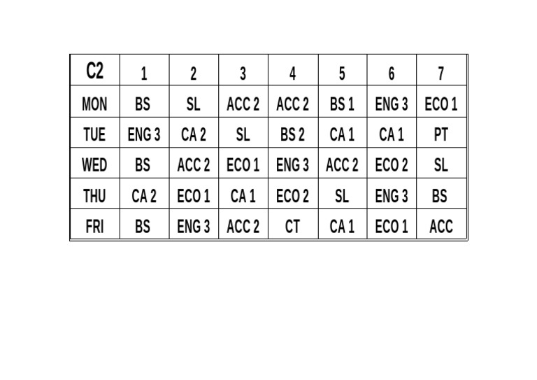 c2 Timetable | PDF