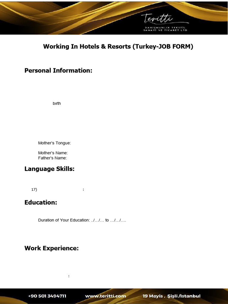 Job Form Updated | PDF