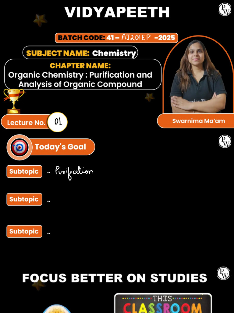Purification and Analysis of Organic Compound - 01 Class Notes 41 ...
