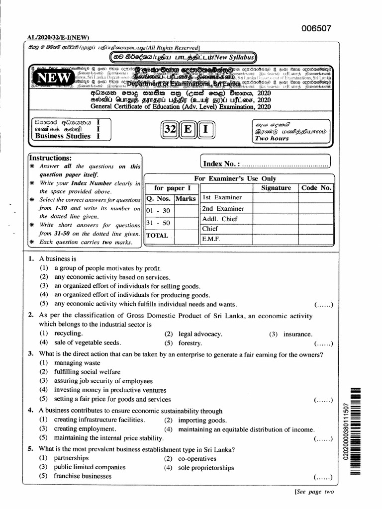 General Certificate of Education Advanced Level Examination 2020 August ...