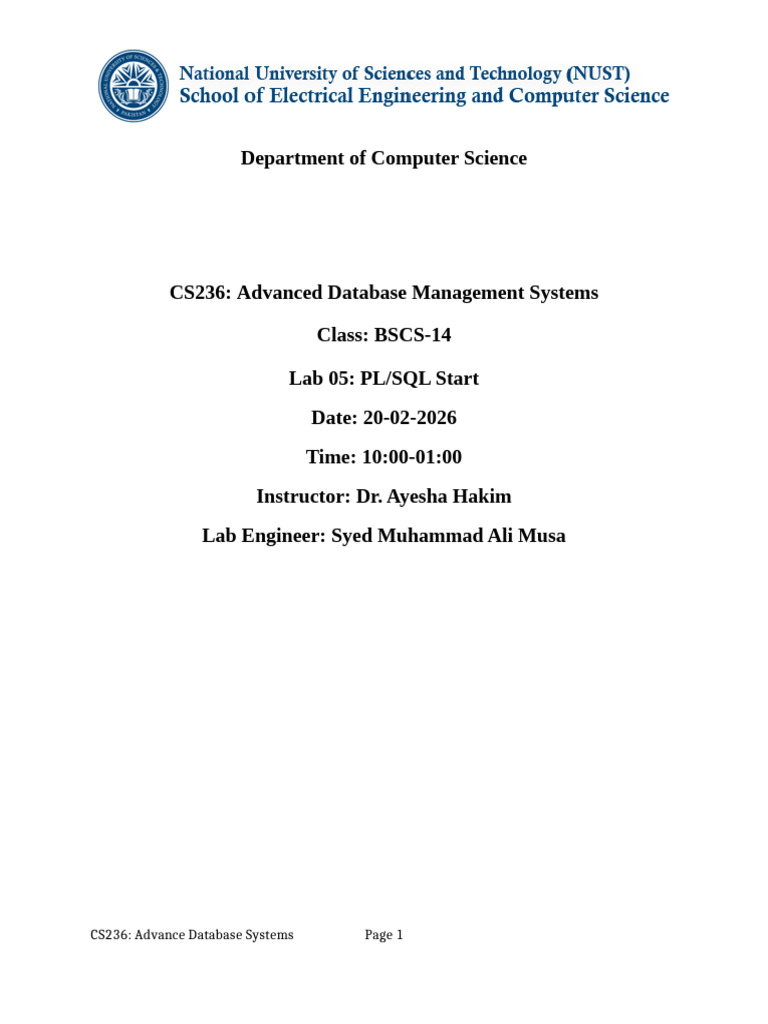Lab 05 PLSQL Installation and Configuration | PDF | Pl/Sql | Databases