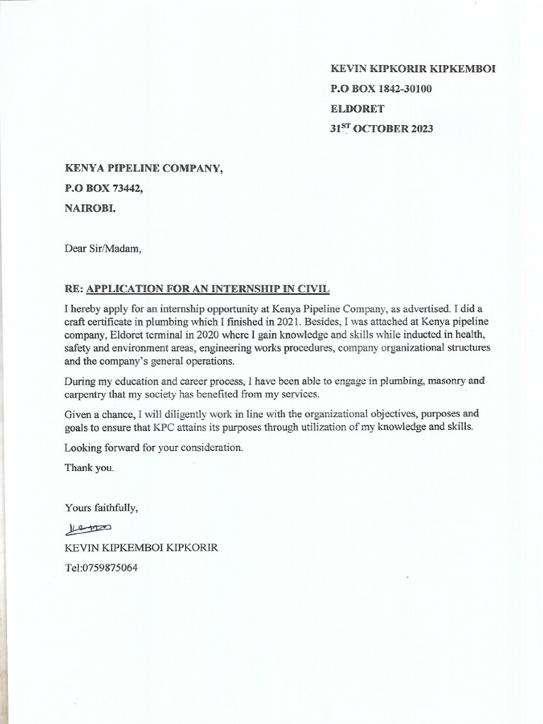 Application Letter For Civil | PDF