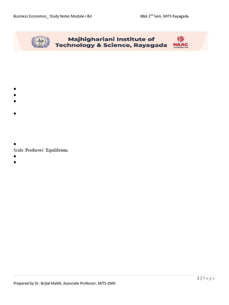BE - Module-I and II - Study Notes - BBA 2nd Sem | PDF | Cost Of Living ...
