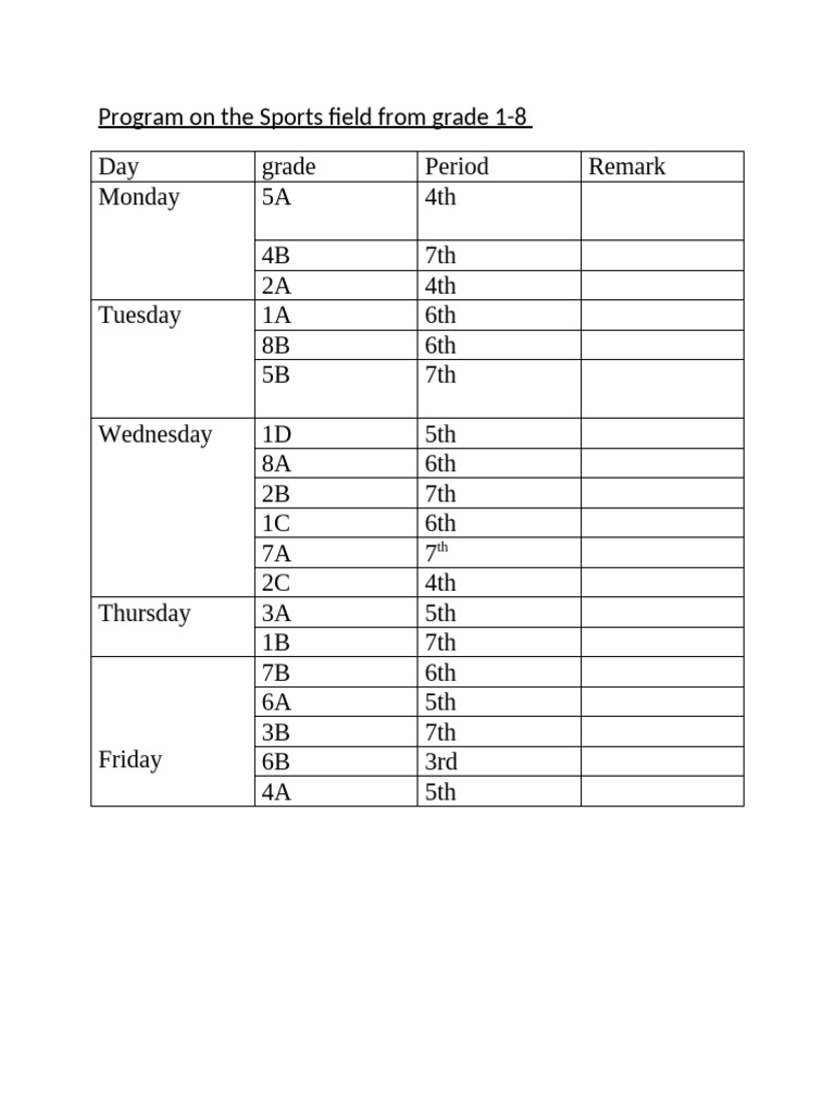 Program On The Sports Field From 5editing | PDF