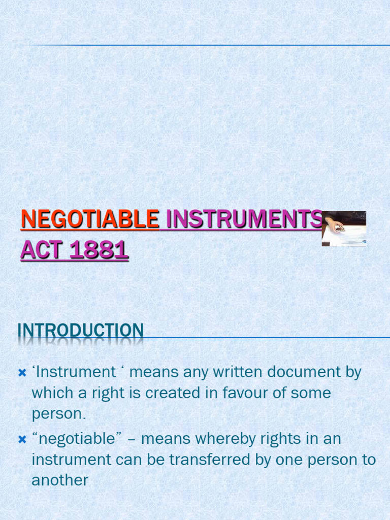 22.negotiable Instruments Act 1881 | PDF | Negotiable Instrument | Cheque